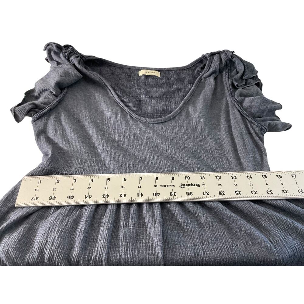 Max Studio‎ Tiered Midi Dress Blue Ruffle Sleeve V Neck Women's Size Medium - Picture 5 of 12